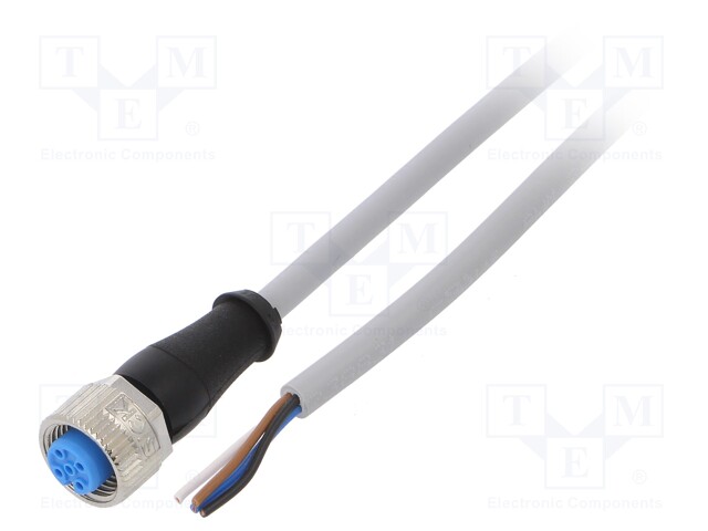 Connection lead; M12; PIN: 4; straight; 2m; plug; 250VAC; 4A; IP67