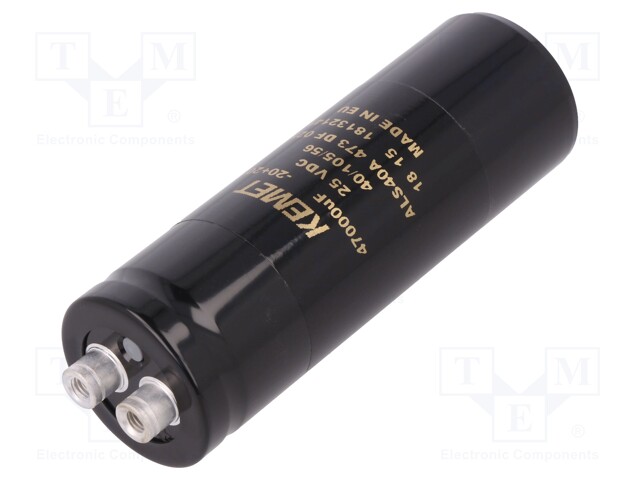 Capacitor: electrolytic; 47000uF; 25VDC; Leads: screw; ESR: 9mΩ