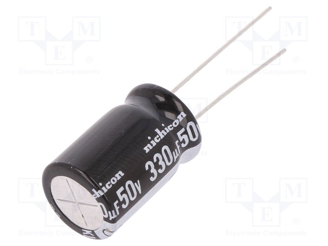 Capacitor: electrolytic; THT; 330uF; 50VDC; Ø12.5x20mm; Pitch: 5mm