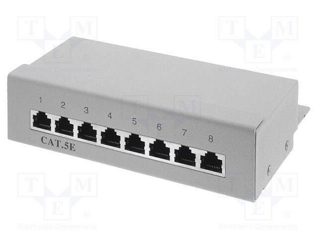 Patch panel; RJ45; Number of ports: 8; Cat: 5e