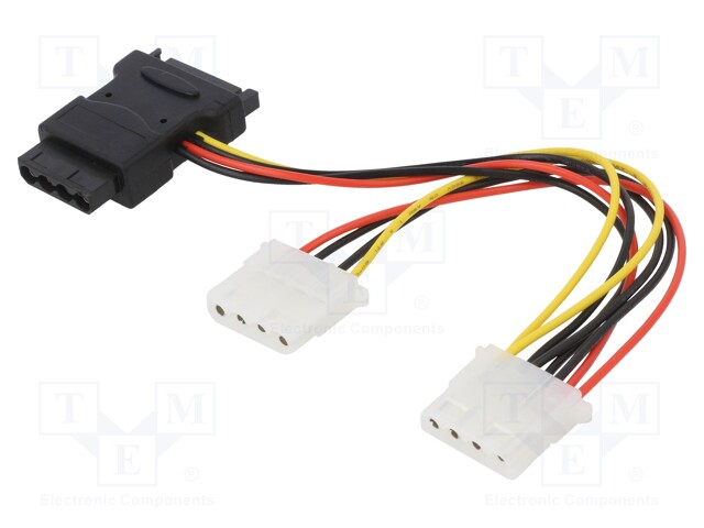 Cable: mains SATA; Molex female x2,SATA female; 0.2m