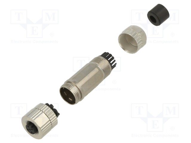 Plug; M12; PIN: 4; female; D code-Ethernet; for cable; IP65; 250V; 4A