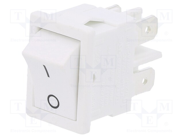 ROCKER; DPST; Pos: 2; OFF-ON; 6A/250VAC; white; IP40; none; 100mΩ