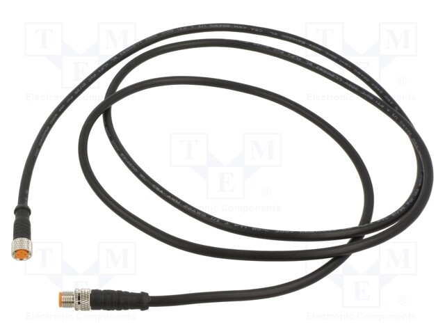 Connection lead; M8; PIN: 3; 1.5m; plug; 50VAC; 4A; -25÷80°C; IP67