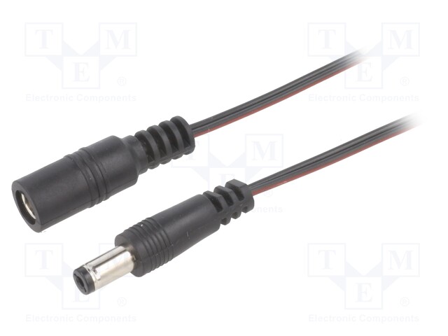 Cable; DC 5,5/2,1 plug,DC 5,5/2,1 socket; straight; 0.35mm2