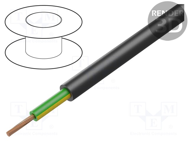 Wire: mains; ÖLFLEX® FD 90; 1x10mm2; PVC; black; stranded; Cu; 10mm2