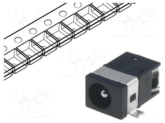 Socket; DC supply; male; 3,5/1,3mm; MINI; SMT; 1A; 12VDC; horizontal