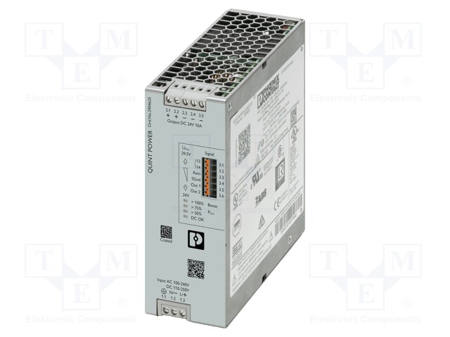 Power supply: switched-mode; 240W; 24÷29.5VDC; 24VDC; 10A; IP20