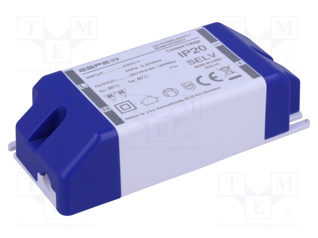 Power supply: switched-mode; LED; 12W; 24VDC; 500mA; 220÷240VAC