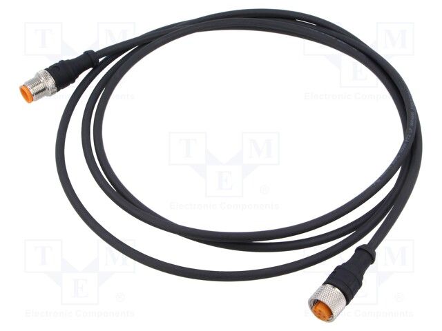 Connection lead; M12; PIN: 4; 2m; plug; 250VAC; 4A; -25÷80°C; IP67