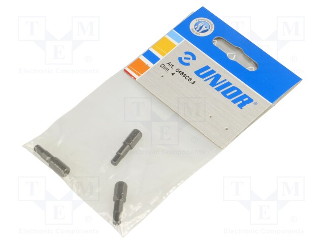 Screwdriver bit; hex key; HEX 4mm; Overall len: 25mm; 3pcs.