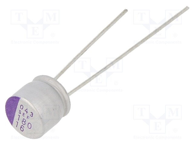 Polymer Aluminium Electrolytic Capacitor, 180 µF, 16 V, Radial Leaded, OS-CON SEF Series, 0.022 ohm