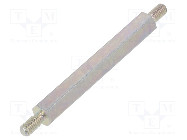 Screwed spacer sleeve; 50mm; Ext.thread: M4; hexagonal; steel