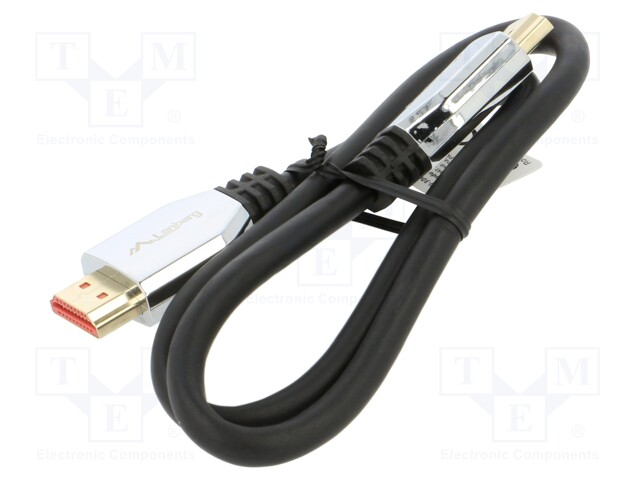 Cable; HDMI 2.1; HDMI plug,both sides; rubber; 0.5m; black; 30AWG