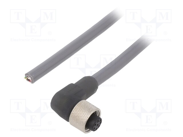 Connection lead; M12; PIN: 8; angled; 10m; plug; 36VAC; 1.9A; IP67