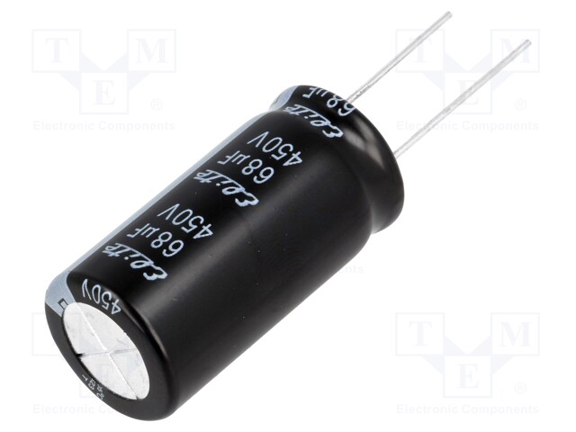 Capacitor: electrolytic; THT; 68uF; 450VDC; Ø18x35.5mm; ±20%; 2000h