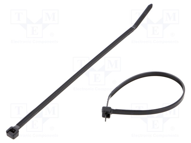 Cable tie; L: 142mm; W: 3.6mm; polyamide; 178N; black; Ømax: 35mm