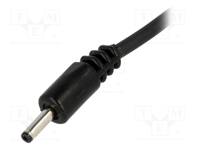 Cable; wires,DC 1,3/3,5 plug; straight; 1mm2; black; 1.5m