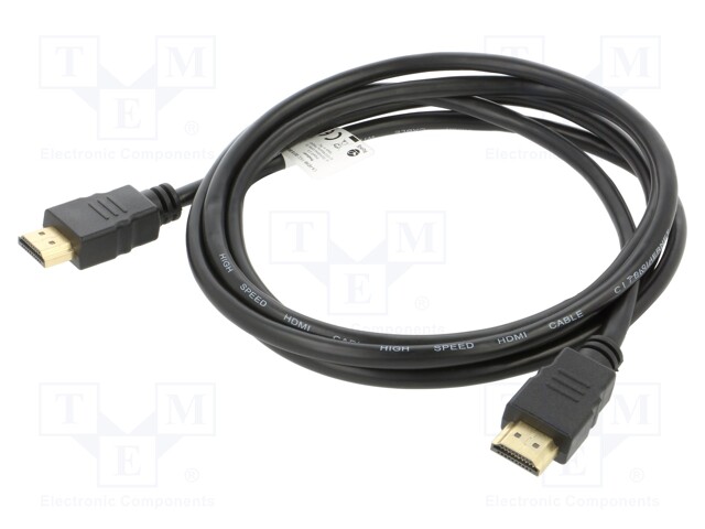 Cable; HDMI 1.4; HDMI plug,both sides; PVC; 1.8m; black; 30AWG