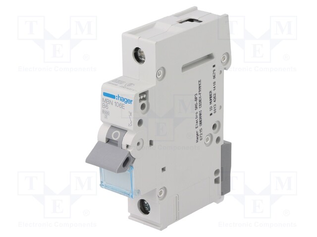 Circuit breaker; 230VAC; Inom: 6A; Poles: 1; DIN; Charact: B; 6kA