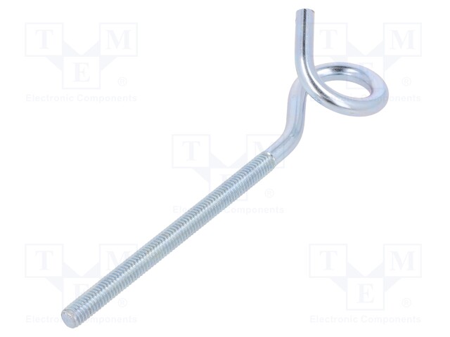 Hook; ring; steel; zinc; Thread len: 75mm; Overall len: 120mm