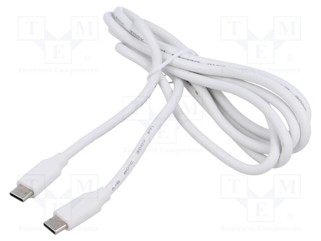 Cable; USB 2.0; USB C plug,both sides; 1.5m; white; PVC; 60W; 4.6A