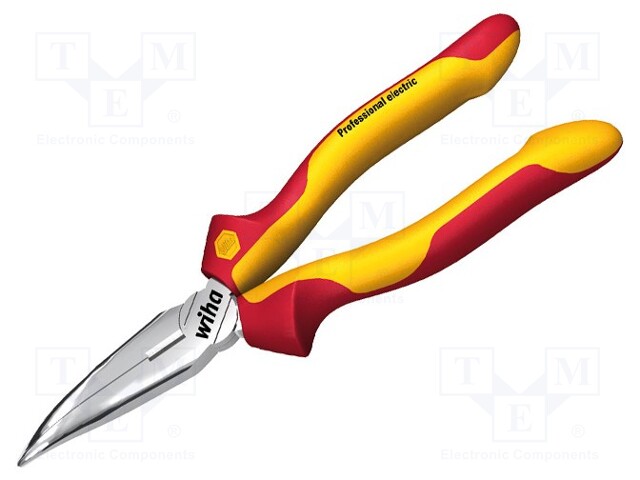 Pliers; insulated,curved,half-rounded nose,universal; steel