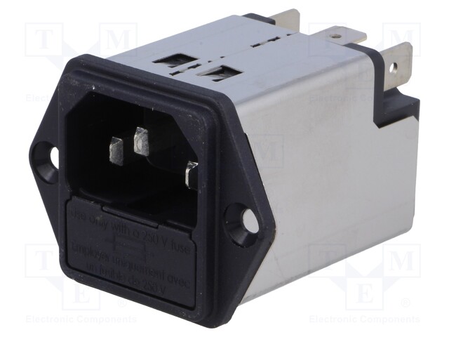 Connector: AC supply; socket; male; 4A; 250VAC; IEC 60320; 1.6mH