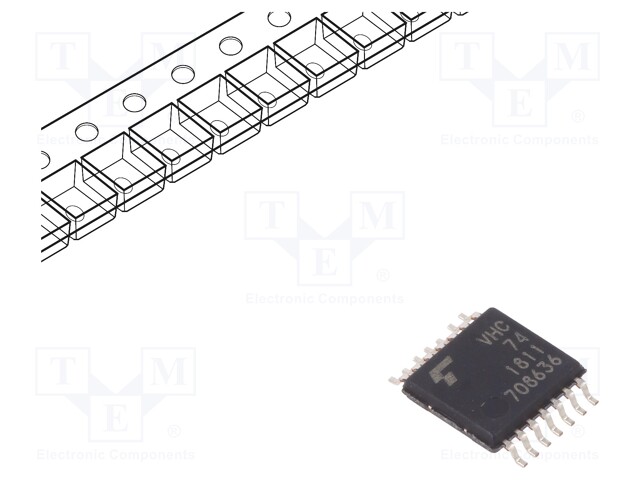 IC: digital; D flip-flop; Channels: 2; C²MOS; VHC; SMD; TSSOP14