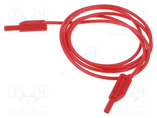 Test lead; 10A; banana plug 2mm,both sides; Len: 1m; red