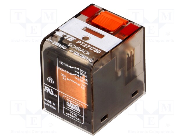 Relay: electromagnetic; DPDT; Ucoil: 230VAC; 12A/250VAC; 12A/30VDC