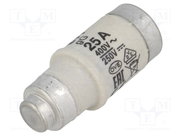 Fuse: fuse; gG; 25A; 400VAC; 250VDC; ceramic; D02; D0