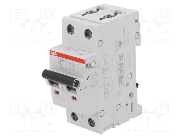 Circuit breaker; 400VAC; Inom: 20A; Poles: 2; DIN; Charact: C; 10kA