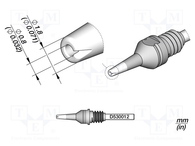 Tip: for desoldering irons; 1.8x0.8mm; JBC-DT530-A