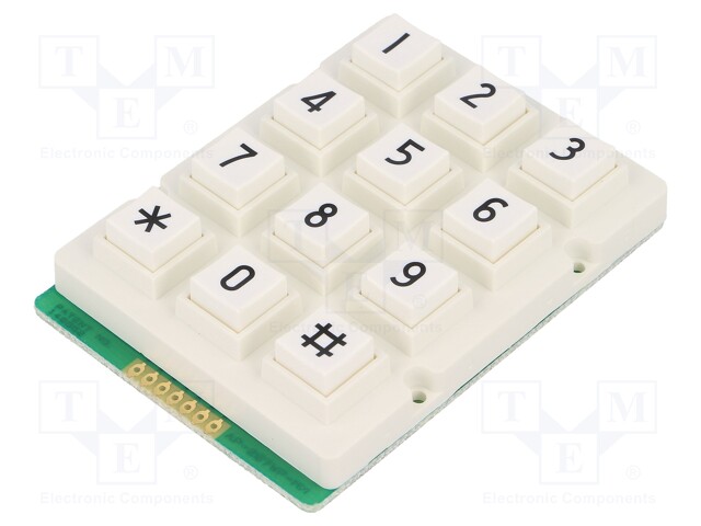 Keypad: plastic; No.of butt: 12; none; plastic; 200mΩ; 1N; 20mA