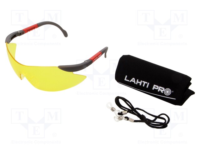 Safety spectacles; Lens: yellow; Features: regulated; Kit: case