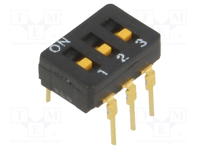 Switch: DIP-SWITCH; Poles number: 3; ON-OFF; 0.03A/30VDC; Pos: 2