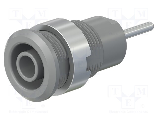 Socket; 4mm banana; 24A; 1kV; L: 35.5mm; grey; nickel plated