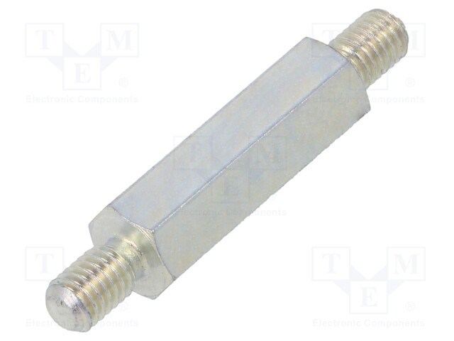 Screwed spacer sleeve; 25mm; Ext.thread: M5; hexagonal; steel