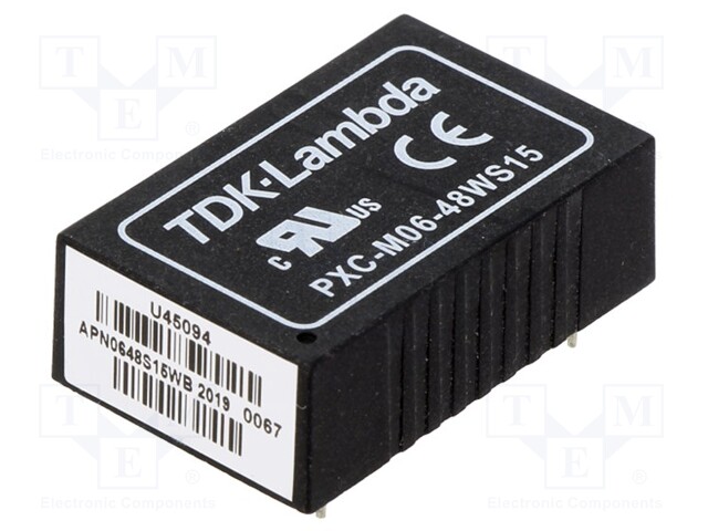 Converter: DC/DC; 6W; Uin: 18÷75V; 15VDC; Iout: 400mA; DIP24; 14g