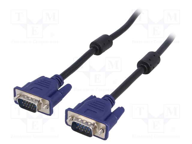 Cable; D-Sub 15pin HD plug,both sides; black; 1.8m