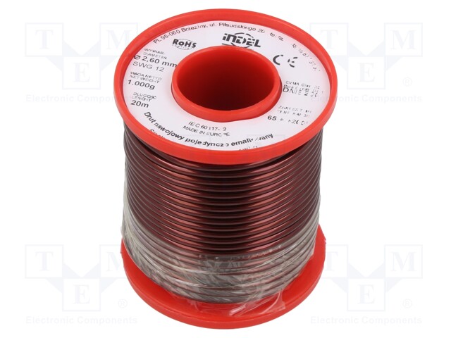 Coil wire; single coated enamelled; 2.6mm; 1kg; -65÷200°C