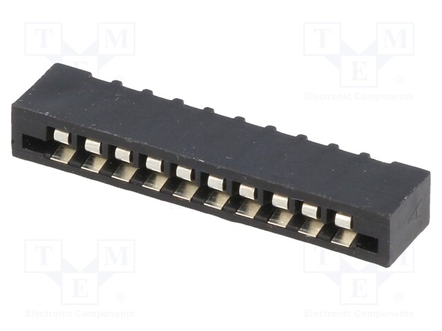 Connector: FFC (FPC); straight; PIN: 10; NON-ZIF; THT; tinned; 20mΩ