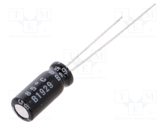 Capacitor: electrolytic; THT; 100uF; 10VDC; Ø4x11mm; Pitch: 1.5mm