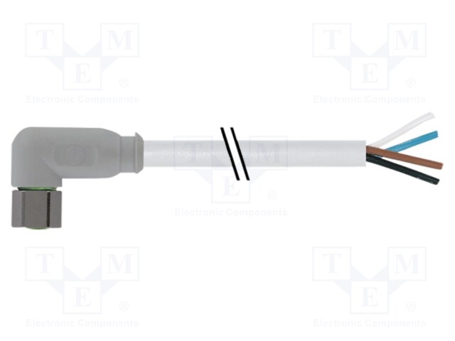 Connection lead; M8; PIN: 4; angled; 10m; plug; 30VAC; -25÷80°C