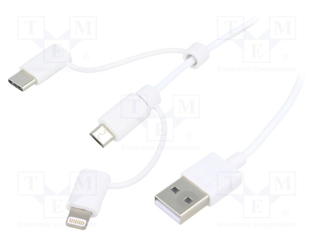 Cable; USB 2.0; 1m; white; 480Mbps