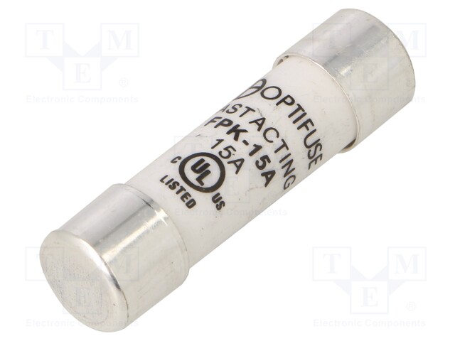 Fuse: fuse; quick blow; 15A; 600VAC; 600VDC; 13.3x38mm