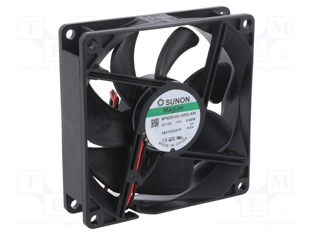 Fan: DC; axial; 12VDC; 92x92x25mm; 67m3/h; 28dBA; Vapo; 2400rpm