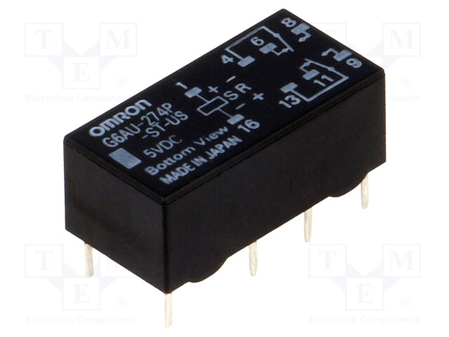 Relay: electromagnetic; DPDT; Ucoil: 5VDC; 0.5A/125VAC; 2A/30VDC