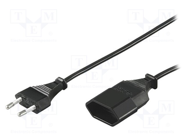 Extension lead; Sockets: 1; black; 2x0,75mm2; 3m; 2.5A